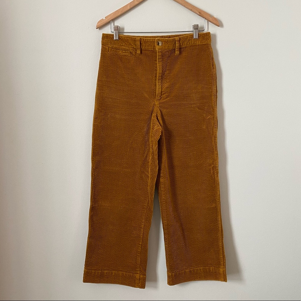Madewell Slim Emmett Wide Leg High Waisted Cropped Pants size 28 Gold, Tan